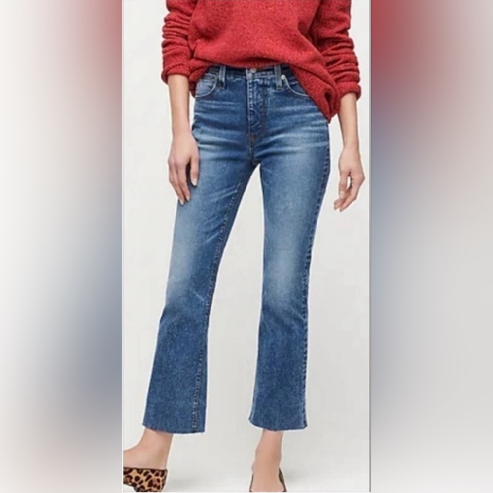 J.Crew Denim Billie Demi Boot High Rise Raw Hem Cropped Jean Size 29